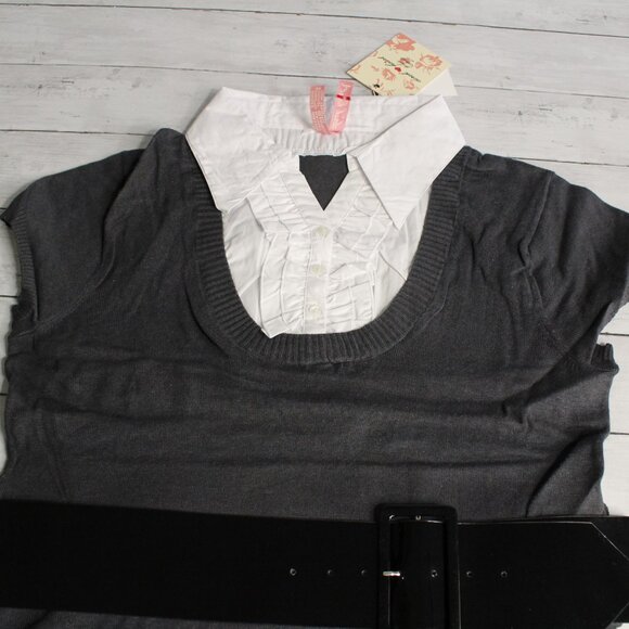 Derek Heart Vintage Tunic Sweater Plus Size 3X Short Sleeve Belted - Picture 4 of 5